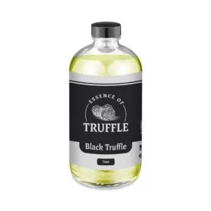 Black Truffle Essence 16 oz bottle, center panel with logo, size, and branding prominently displayed.