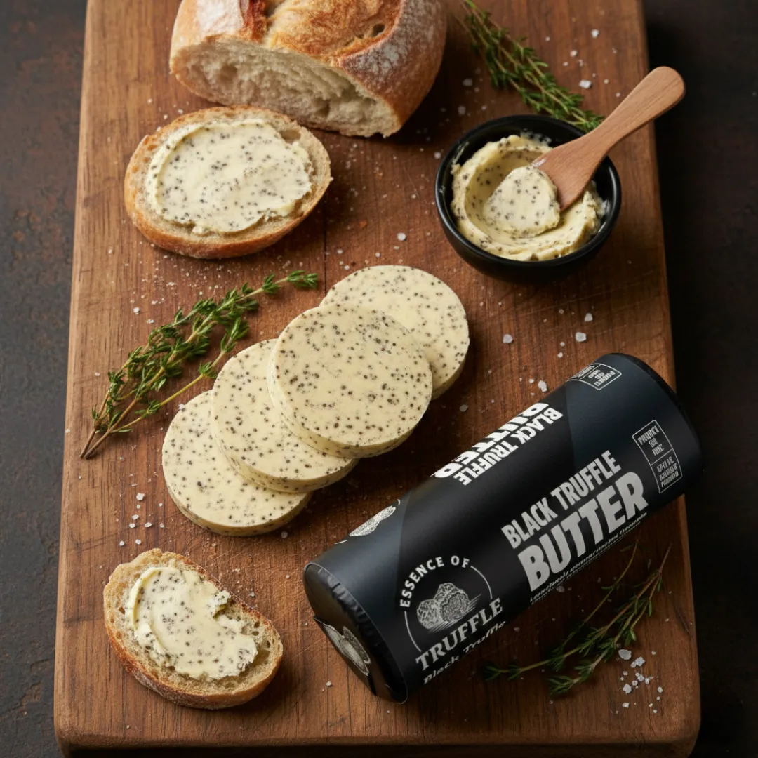 Retail-ready truffle butter packaging with consistent premium appearance.