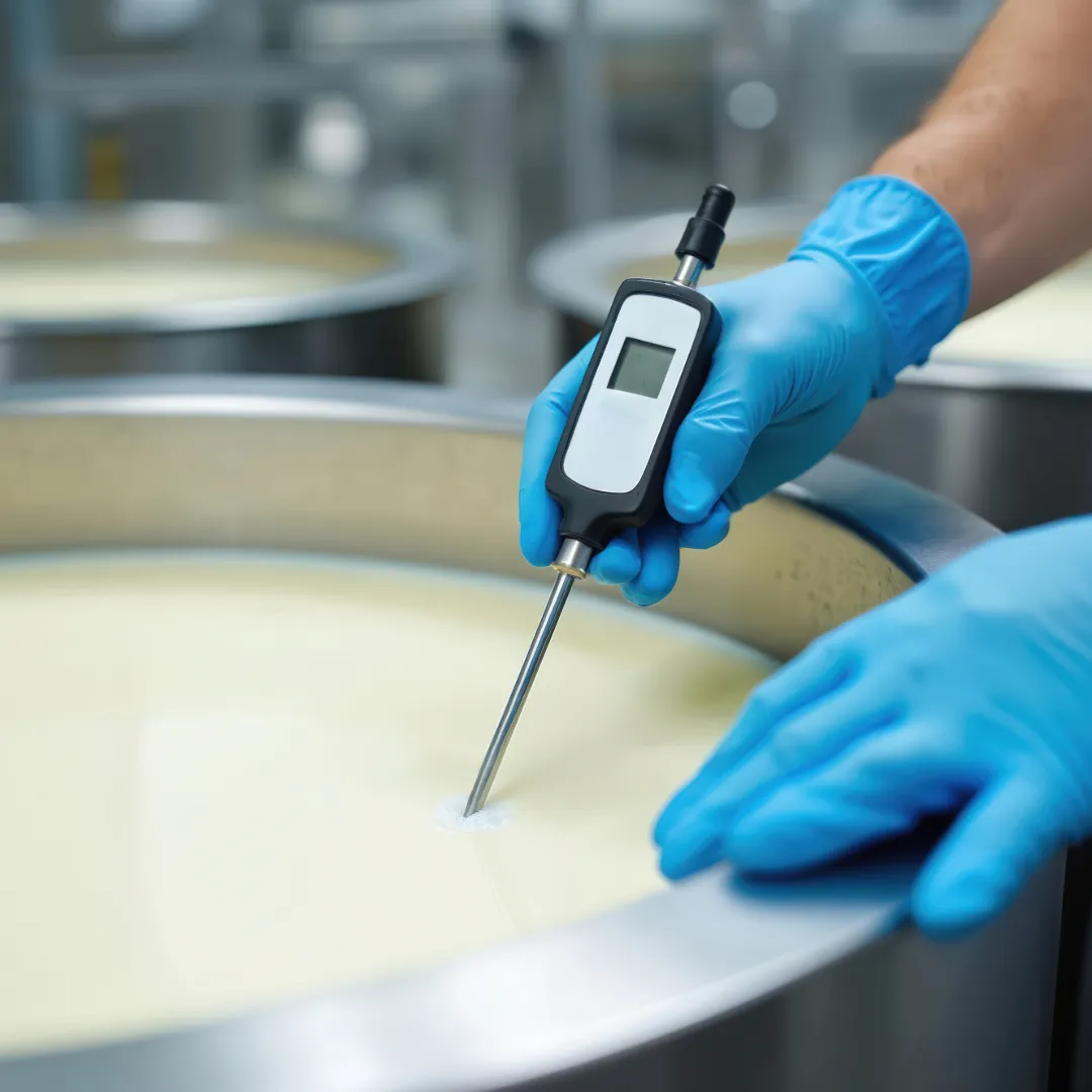 Monitoring cheese temperature during truffle cheddar production