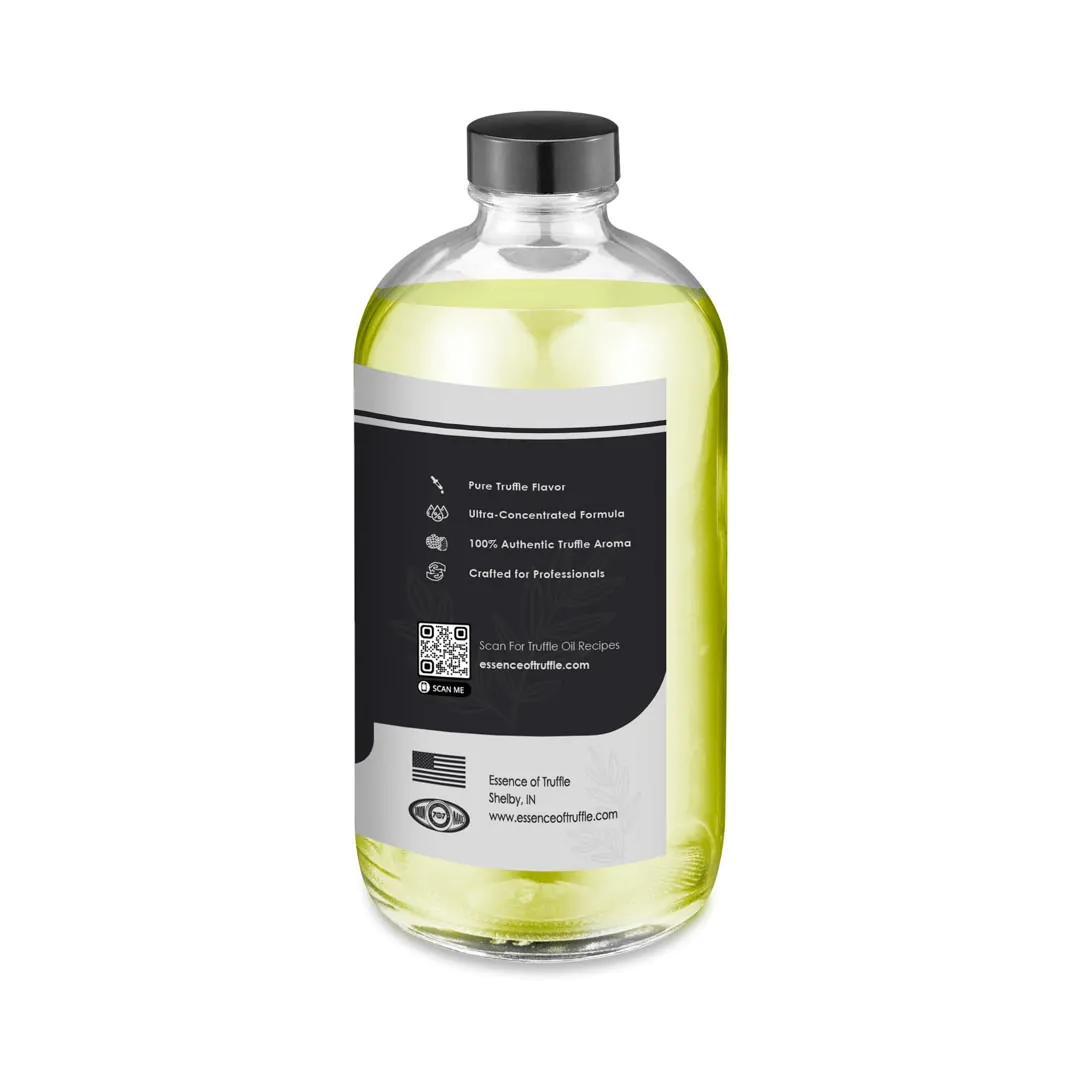 Black Truffle Essence 16oz bottle, right panel featuring marketing highlights and product benefits.