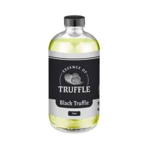 Black Truffle Essence 16 oz bottle, center panel with logo, size, and branding prominently displayed.
