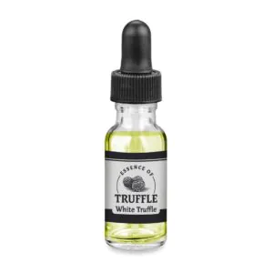 White Truffle Essence ¼ oz bottle, center panel with logo, size, and branding prominently displayed.