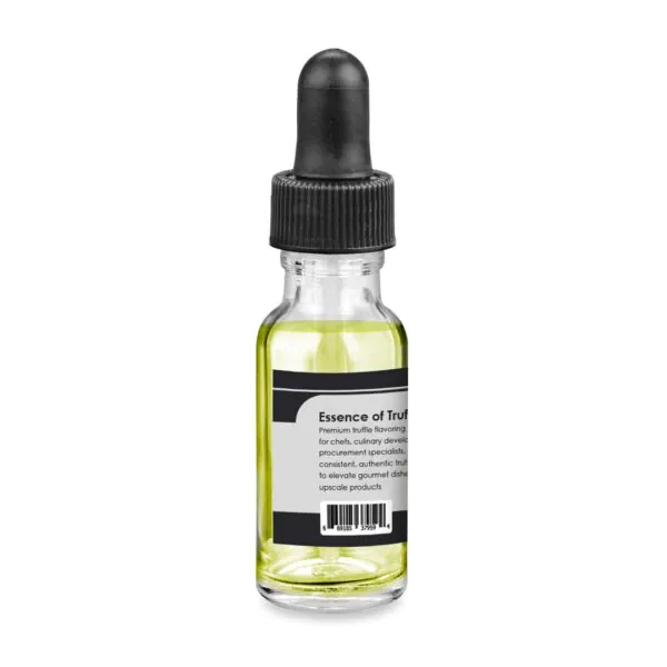 White Truffle Essence ⅛ oz bottle, left panel with GTIN barcode (669185379594) and regulatory details.