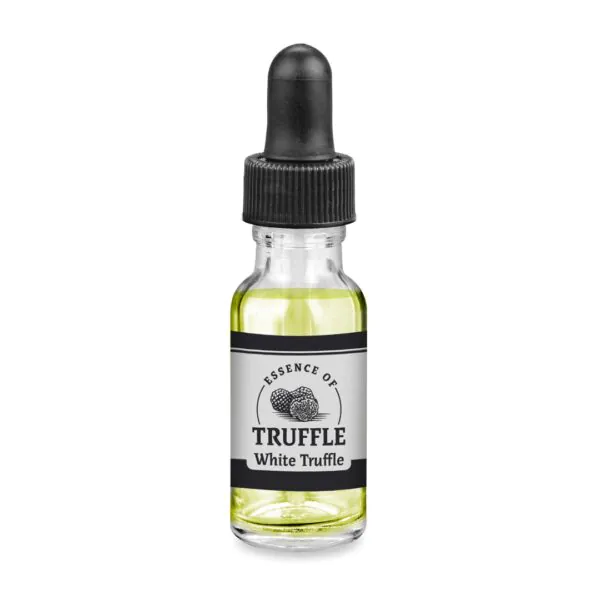 White Truffle Essence ⅛ oz bottle, center panel with logo, size, and branding prominently displayed.