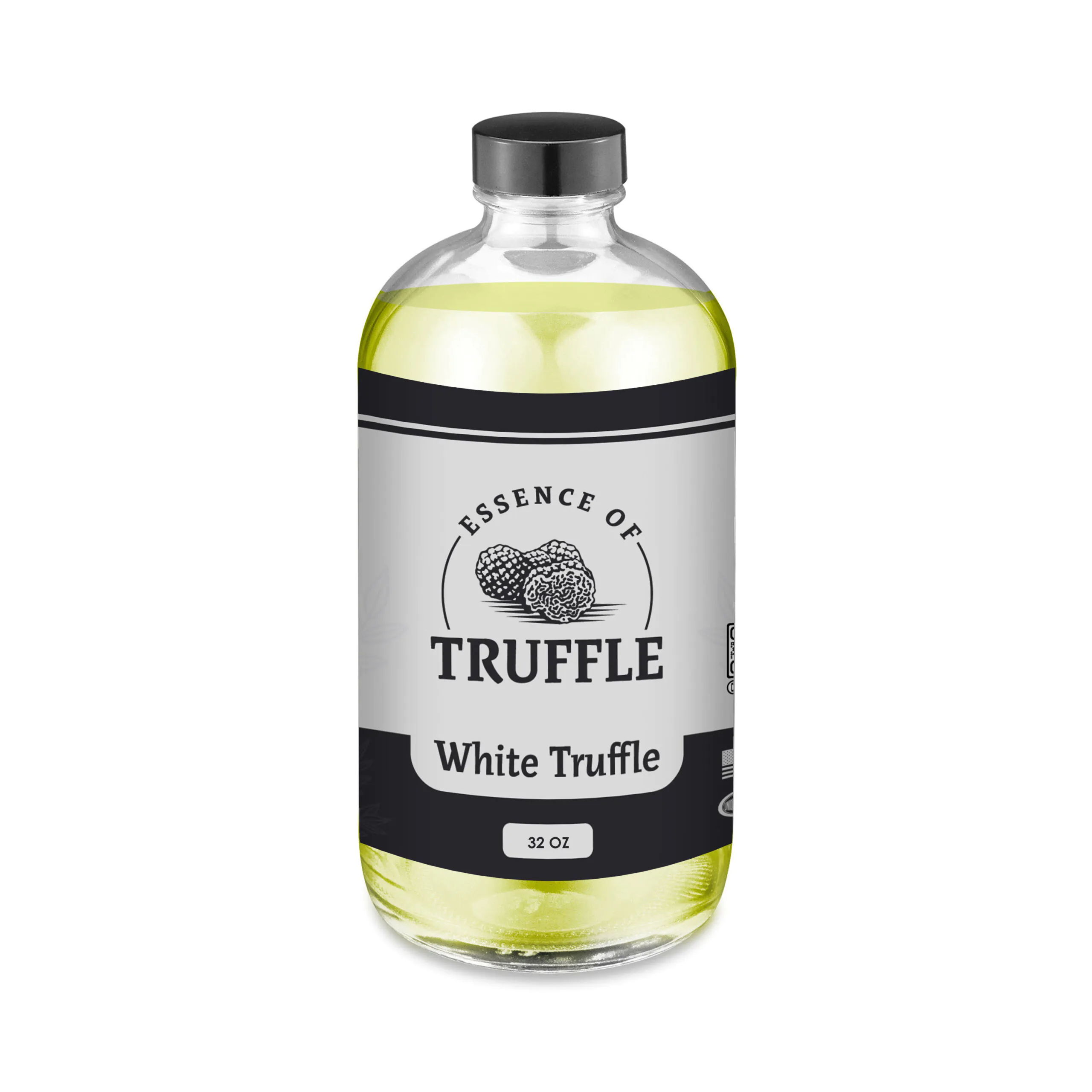 White Truffle Essence 32 oz bottle, center panel with logo, size, and branding prominently displayed.
